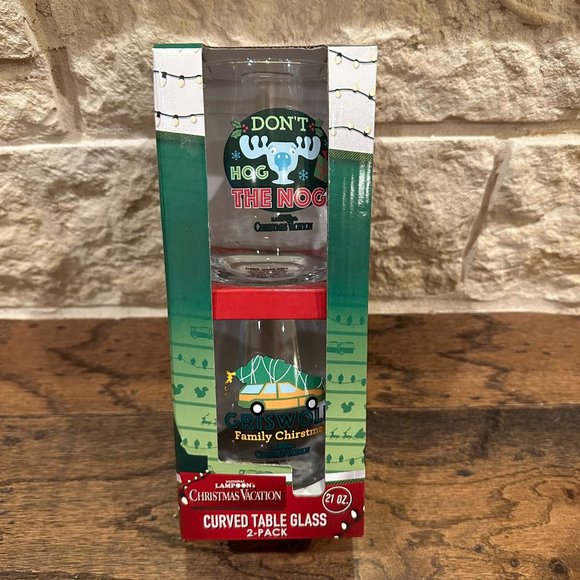 NWT 2 Piece National Lampoon's Christmas Vacation Stemless Wine Glass Set - Picture 1 of 5